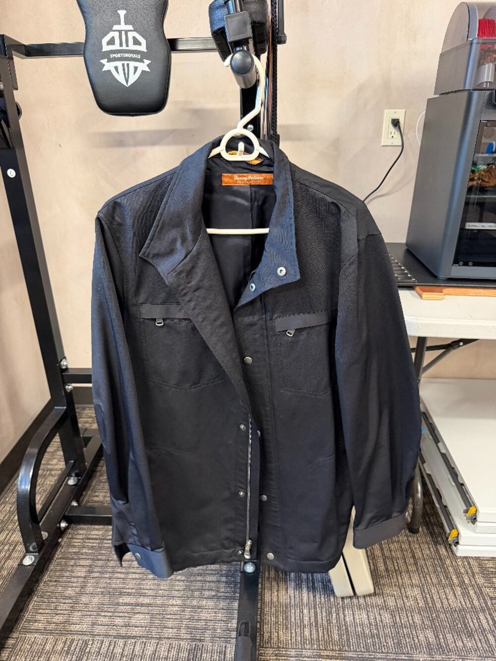 Tommy Bahama Island Estate Men's Large Black Snap-Zip Shirt Jacket